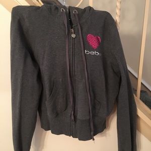 Gray Bebe Hoodie with beautiful diamond designs